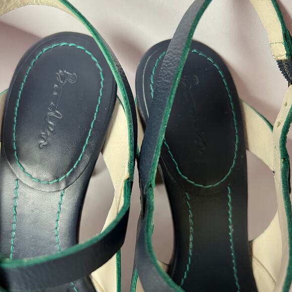 Boden Navy Blue Leather Strappy Open Toe Heels Women’s Size 38 Summer Sandal - Picture 7 of 13